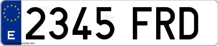Ejemplo de matrícula de coche ordinaria 2345 FRD