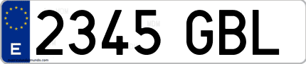 Ejemplo de matrícula de coche ordinaria 2345 GBL