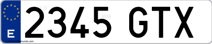 Ejemplo de matrícula de coche ordinaria 2345 GTX