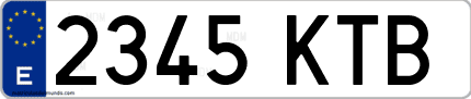 Ejemplo de matrícula de coche ordinaria 2345 KTB