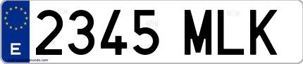 Ejemplo de matrícula española 2345 MLK