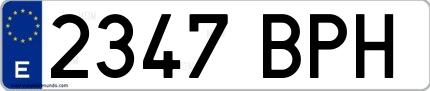 Ejemplo de matrícula de coche ordinaria 2347 BPH