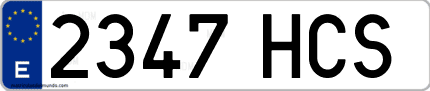 Ejemplo de matrícula de coche ordinaria 2347 HCS