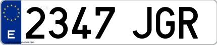 Ejemplo de matrícula española 2347 JGR