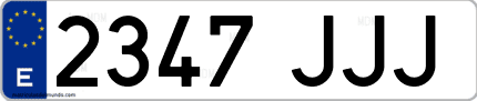 Ejemplo de matrícula de coche ordinaria 2347 JJJ