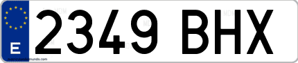 Ejemplo de matrícula de coche ordinaria 2349 BHX