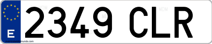 Ejemplo de matrícula de coche ordinaria 2349 CLR