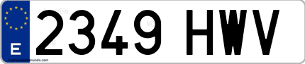 Ejemplo de matrícula de coche ordinaria 2349 HWV