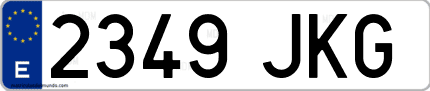 Ejemplo de matrícula de coche ordinaria 2349 JKG