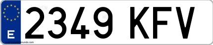 Ejemplo de matrícula española 2349 KFV