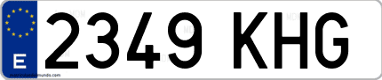 Ejemplo de matrícula de coche ordinaria 2349 KHG
