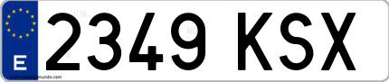 Ejemplo de matrícula española 2349 KSX
