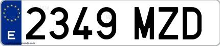 Ejemplo de matrícula española 2349 MZD
