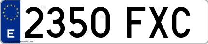 Ejemplo de matrícula española 2350 FXC