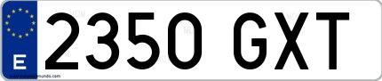 Ejemplo de matrícula española 2350 GXT