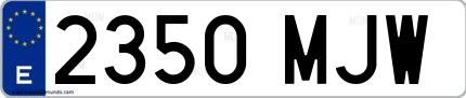 Ejemplo de matrícula española 2350 MJW