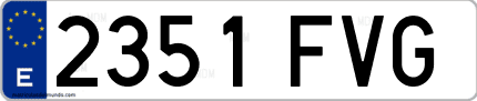 Ejemplo de matrícula de coche ordinaria 2351 FVG