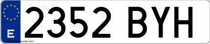 Ejemplo de matrícula española 2352 BYH