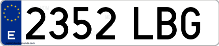 Ejemplo de matrícula de coche ordinaria 2352 LBG