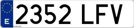 Ejemplo de matrícula española 2352 LFV