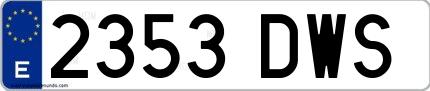 Ejemplo de matrícula española 2353 DWS