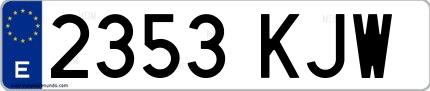 Ejemplo de matrícula española 2353 KJW