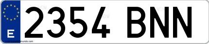 Ejemplo de matrícula española 2354 BNN