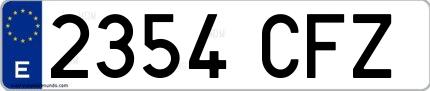 Ejemplo de matrícula española 2354 CFZ