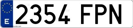 Ejemplo de matrícula española 2354 FPN
