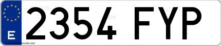 Ejemplo de matrícula española 2354 FYP