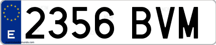 Ejemplo de matrícula de coche ordinaria 2356 BVM