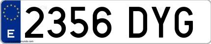 Ejemplo de matrícula española 2356 DYG
