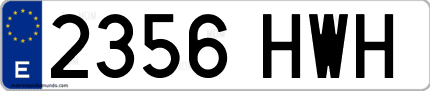Ejemplo de matrícula de coche ordinaria 2356 HWH