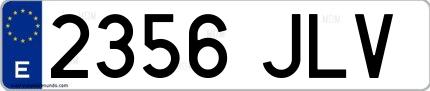 Ejemplo de matrícula de coche ordinaria 2356 JLV