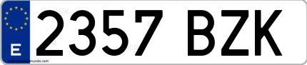 Ejemplo de matrícula española 2357 BZK