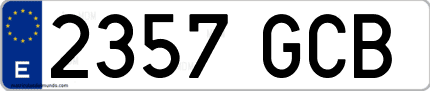 Ejemplo de matrícula de coche ordinaria 2357 GCB