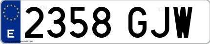 Ejemplo de matrícula española 2358 GJW