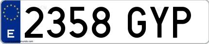 Ejemplo de matrícula española 2358 GYP