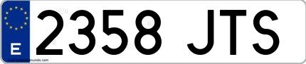 Ejemplo de matrícula española 2358 JTS