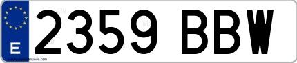 Ejemplo de matrícula de coche ordinaria 2359 BBW