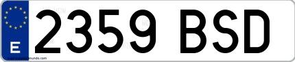 Ejemplo de matrícula española 2359 BSD