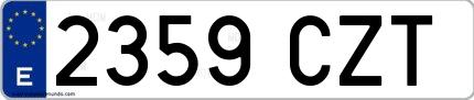 Ejemplo de matrícula española 2359 CZT