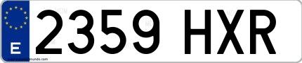 Ejemplo de matrícula española 2359 HXR