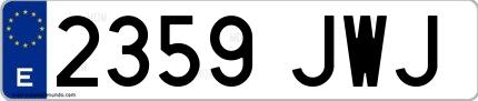 Ejemplo de matrícula española 2359 JWJ