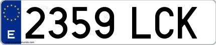 Ejemplo de matrícula española 2359 LCK