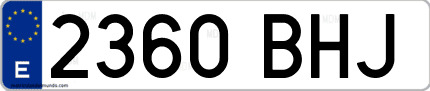 Ejemplo de matrícula de coche ordinaria 2360 BHJ