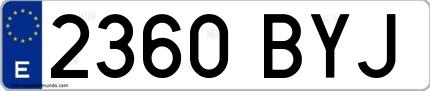 Ejemplo de matrícula española 2360 BYJ