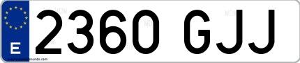 Ejemplo de matrícula de coche ordinaria 2360 GJJ
