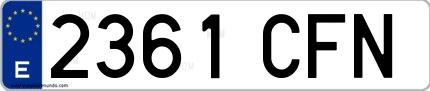 Ejemplo de matrícula española 2361 CFN