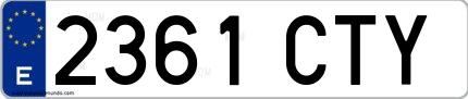 Ejemplo de matrícula española 2361 CTY
